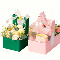 Boîte d'emballage cadeau décorative de fleur de mariage de taille personnalisée boîte de fantaisie recyclable portable transparente jaune mini fleur gâteau
