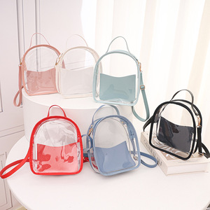 Sac à dos transparent en PVC imperméable pour filles, avec logo personnalisé, fermeture éclair, tendance, <span class=keywords><strong>pas</strong></span> <span class=keywords><strong>cher</strong></span>, grand format, pour l'école des enfants - Product Image 1
