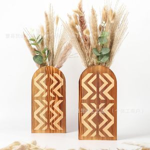 Wooden <b>Wall</b> <b>Mounted</b> Plant Vase Rectangle Bohemian Style Indoor Decoration Rack Storage <b>Shelf</b> - Product Image 4