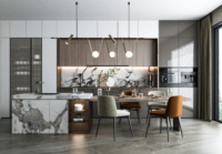 Set Dapur Modern Lengkap, Ukuran Kecil, Finishing Custom, Kabinet Dapur Stainless Steel, Lacquer, Akrilik, Lemari Built-in