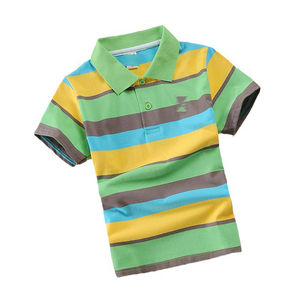 Camiseta Polo a Rayas para Niños, Estilo Coreano, Algodón Elástico, Manga Corta, Transpirable, Ropa de Verano para Niños y Niñas, Venta al Por Mayor - Product Image 3