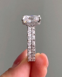 Wholesale Supply Silver Rhodium Plated 2CT Oval Cut Moissanite Prong Setting <b>Ring</b> Women Wedding Engagement Jewelry Available - Product Image 4