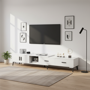 Meuble TV TV moderne, supports de télévision avec étagères à tiroirs, ensemble d'étagères, présentoirs de rangement - Product Image 4