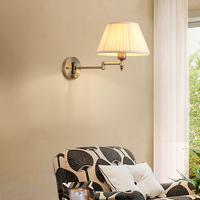 Applique murale LED pliable télescopique en fer forgé, design moderne et épuré, avec abat-jour en tissu, créative et personnalisable, pour chambre, chevet, bureau et escalier