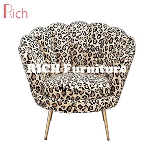 Marrón al por mayor de lujo Silla de concha de mar silla con forma de flor sofá de diseño de moda leopardo Silla de acento - Product Image 2
