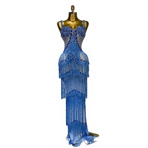 Robe longue à taille basse, romantique, scintillante, avec des franges, transparente, sexy, maxi, élégante, pour soirée, robe de bal pour femmes - Product Image 2