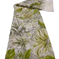 Tissu en dentelle 100 % polyester, maille tissée respirante, écologique, brodé de sequins, poids moyen, articles en stock pour filles