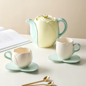 Juego <span class=keywords><strong>de</strong></span> Tazas <span class=keywords><strong>de</strong></span> Porcelana con Diseño <span class=keywords><strong>de</strong></span> Tulipanes en Colores Vibrantes, con Platos, Aptos para Lavavajillas y Microondas, para Uso en el Hogar y la Oficina - Product Image 6