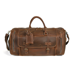 Bolsa de Viaje de Cuero Crazy Horse para Hombre, Bolsa de Lona de Gran Capacidad de Cuero Vacuno Genuino para Viajes de Ocio, Verano 2025 - Product Image 2