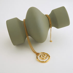 PVD 18K chapado en oro de acero inoxidable joyería geométrica Irregular remolino espiral colgante declaración collar Punk collar P243484 - Product Image 6