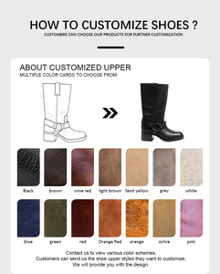 Bottes d'hiver pour femmes à talon épais, en <span class=keywords><strong>cuir</strong></span> souple, à bout carré, de haute qualité, vente en gros - Product Image 5