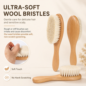 Vente en Gros Ensemble Peigne en <span class=keywords><strong>Bois</strong></span> 100% Naturel et <span class=keywords><strong>Brosse</strong></span> à Cheveux en Poils de Chèvre pour Bébé - Product Image 5