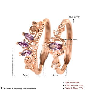 ML93+JL07 Fairy Tale <strong>Cartoon</strong> 925 Sterling Silver Rose Gold Plated Pave Purple Zircon <strong>Ring</strong> and Necklace Jewelry Set - Product Image 5