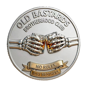 Moneta Commemorativa Stock Old Bastards <span class=keywords><strong>Brotherhood</strong></span> Club, Artigianato in Metallo, Teschio, Cowboy, Whisky, Regalo Souvenir Unico, Moneta da Collezione - Product Image 3