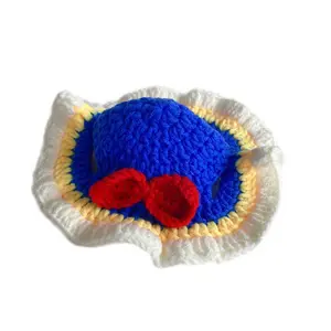 Chapeaux en laine tissée à la main pour animaux de compagnie Petits chapeaux moyens pour animaux de compagnie en forme d'animal de dessin animé mignon au crochet personnalisé vente en gros