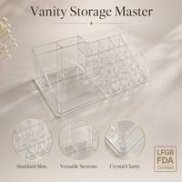 Organisateur de maquillage en plastique transparent Yunuoxi, 16 compartiments, porte-rouge à lèvres, boîte de rangement cosmétique pour coiffeuse, vente en gros usine