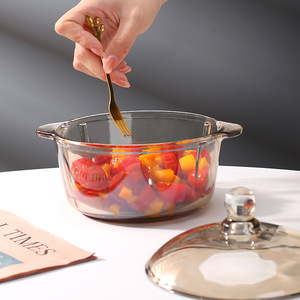 Cazuela <span class=keywords><strong>de</strong></span> vidrio, <span class=keywords><strong>olla</strong></span> <span class=keywords><strong>de</strong></span> vidrio con tapa, fideos instantáneos marrones gruesos, tazón <span class=keywords><strong>de</strong></span> sopa, tazón <span class=keywords><strong>de</strong></span> frutas y verduras - Product Image 3