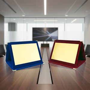 Placa de Terciopelo Azul Rojo Turquesa, Placa de Certificado de Terciopelo Plegable con Placa Dorada - Product Image 2