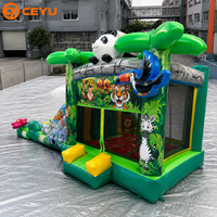 Château gonflable personnalisé Ceyu pour fête d'anniversaire sur le thème de la jungle, aire de jeux extérieure avec toboggan pour enfants