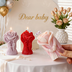 Nouvelle bougie parfumée en forme de rose pour couple 2026, moule en silicone de qualité alimentaire, bougie florale écologique pour la Saint-Valentin - Product Image 4