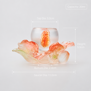 Ensemble <span class=keywords><strong>tasse</strong></span> et soucoupe en verre Liuli artisanal 30ml, motif grenade dégradé rouge en relief, vaisselle de luxe, cadeau artistique OEM - Product Image 4