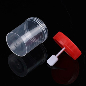 Hisamori 40ml Screw Top <b>Stool</b> Cup <b>Plastic</b> Sampling Cup With Spoon Disposable For Medical Use - Product Image 1