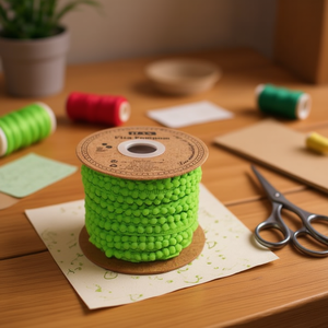 Nastro Decorativo Ilan Pom Pom 1,0 Cm X 20 Iarde Verde Chiaro per Artigianato e Decorazioni - Product Image 2