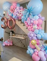 Kit Dekorasi Balon Garland Bertema Musik Warna Pink dan Ungu dengan Mikrofon, Balon Foil Bintang Not Musik