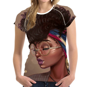 Sublimations-T-Shirt mit afrikanischen Mädchenmotiven, bedruckte Damen-Tops, individuelles Rundhals-T-Shirt, 3D-Fotodruck-T-<span class=keywords><strong>Shirts</strong></span> - Product Image 5
