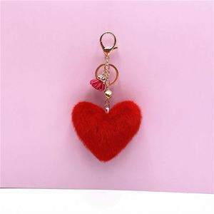 Gros pêche coeur pompons porte-clés gland mignon sac breloques pendentif amant cadeau coeur breloques porte-clés peluche pompons porte-clés - Product Image 6