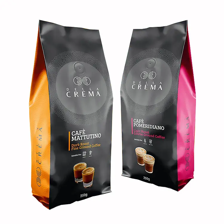 Coffee bags Custom Printed Mylar Bags Flat Bottom Side Gusset Bean Pack Pouch Packaging For Coffee