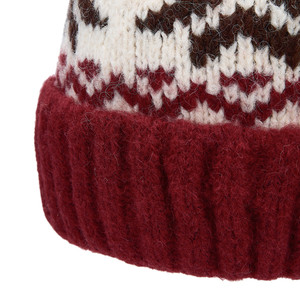 Gorros de Punto con Pompones y Diseño Festivo de Copos de Nieve Rojos y Blancos con Logotipo Personalizado - Product Image 4