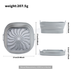 Accessories <strong>Air</strong> <strong>Fryers</strong> Foldable Square <strong>Air</strong> <strong>Fryer</strong> <strong>Silicone</strong> Liner Pot <strong>Basket</strong> With Handle - Product Image 2