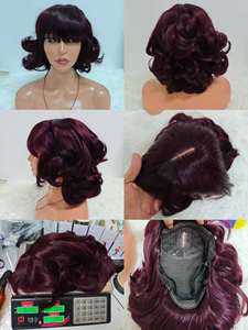 Promoción Letsfly: Pelucas Bob con Flequillo de 42$ - Cabello Humano 100% Rizado y Voluminoso 12A con Flequillo y Pelucas de Encaje 2x3 de 14 Pulgadas, Cabello Virgen Natural al por Mayor - Product Image 3