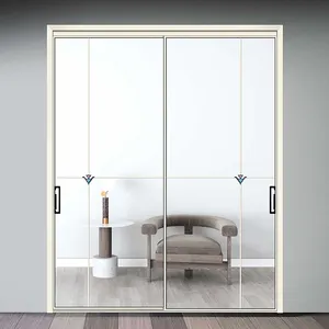 Puerta corredera de vidrio templado para balcón, puerta corredera de aluminio de doble vidrio negro personalizada