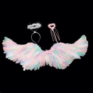 Al por mayor: Conjuntos de accesorios de disfraz de alas de ángel multifunción ligeras de plumas naturales, aptos para niños, con serigrafía para - Product Image 5