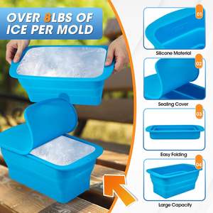 <span class=keywords><strong>Cubo</strong></span> <span class=keywords><strong>de</strong></span> hielo grande <span class=keywords><strong>plegable</strong></span> <span class=keywords><strong>de</strong></span> <span class=keywords><strong>silicona</strong></span> con tapa, 8 libras, reutilizable, <span class=keywords><strong>cubo</strong></span> <span class=keywords><strong>de</strong></span> hielo gigante, fabricante <span class=keywords><strong>de</strong></span> ladrillos, moldes para inmersión en frío y enfriador - Product Image 2