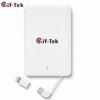 Batería Externa Ultrafina Promocional GifTek con Certificación CE, Material ABS, Logotipo Personalizado, Tamaño de Tarjeta de Crédito, Mini 2500mAh, Conector Micro USB