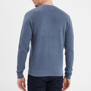 Pull à col rond ajusté en coton et polyamide pour homme, couleur taupe, hiver, séchage rapide, respirant, tricot fin, finition polie, décontracté - Product Image 3