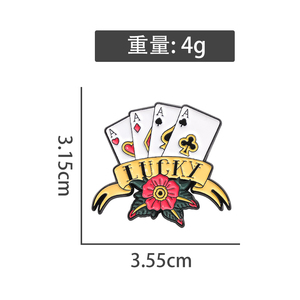 Sming Pins Lucky Poker 4 cartes de <span class=keywords><strong>cul</strong></span> fleurs épingles en émail cartes à jouer créatives broches sac à dos revers Badge - Product Image 6