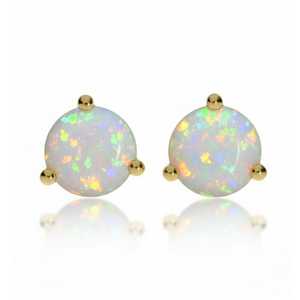 14K Gold <b>Opal</b> <b>Earrings</b>, <b>Opal</b> Gold <b>Earrings</b>, 3 Prong Martini <b>Opal</b> Studs, October Birthstone <b>Earring</b>, Bridesmaid, Everyday <b>Earring</b> - Product Image 1
