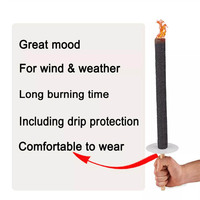 Torche à cire pour l'extérieur, 60 minutes d'autonomie, pour le camping et les pique-niques, lampe torche à la paraffine avec poignée en bois