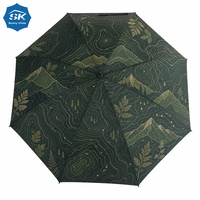 Parapluie de golf de haute qualité avec impression de contour de montagne, tige robuste pour l'aventure en plein air