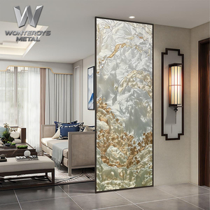 Paravent artistique en verre émaillé fait main sur mesure, du sol au <span class=keywords><strong>plafond</strong></span>, avec cadre métallique pour projets de design d'hôtels, villas et clubs - Product Image 5