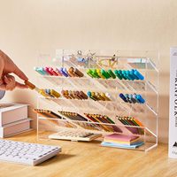 Boîte de rangement pour marqueurs en acrylique portable et légère, transparente, avec support incliné pour stylos et crayons, pour le bureau, la papeterie, les fournitures artistiques