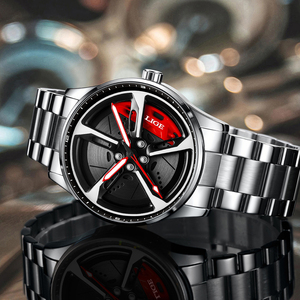 <span class=keywords><strong>Reloj</strong></span> de Cuarzo <span class=keywords><strong>LIGE</strong></span> LG89251 para Hombre, Resistente al Agua, con Diseño 3D Hueco de Rueda de Coche Giratoria, Bisel Giratorio de Acero Deportivo y Eje de Rueda de Coche - Product Image 4