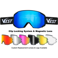 SK813 Système de verrouillage latéral, lunettes de ski à lentille magnétique, OEM ODM, fabricants de lunettes de ski et de snowboard personnalisées