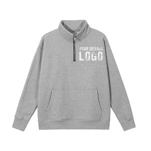 Sudadera con Capucha para Hombre, Estilo Urbano, Cierre de Cremallera, Cuello Alto, Color Sólido, Informal, de Algodón, Holgada, para Exteriores - Product Image 2