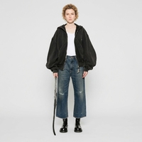 Jeans en denim déchiré multi-lavage sur mesure pour femmes, coupe large et droite, livraison rapide, jeans personnalisés pour femmes