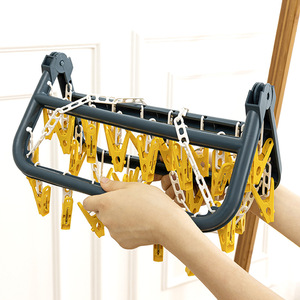 Estante rectangular multifuncional para secar calcetines con clips para organizar la ropa del baño, tipo gancho - Product Image 5